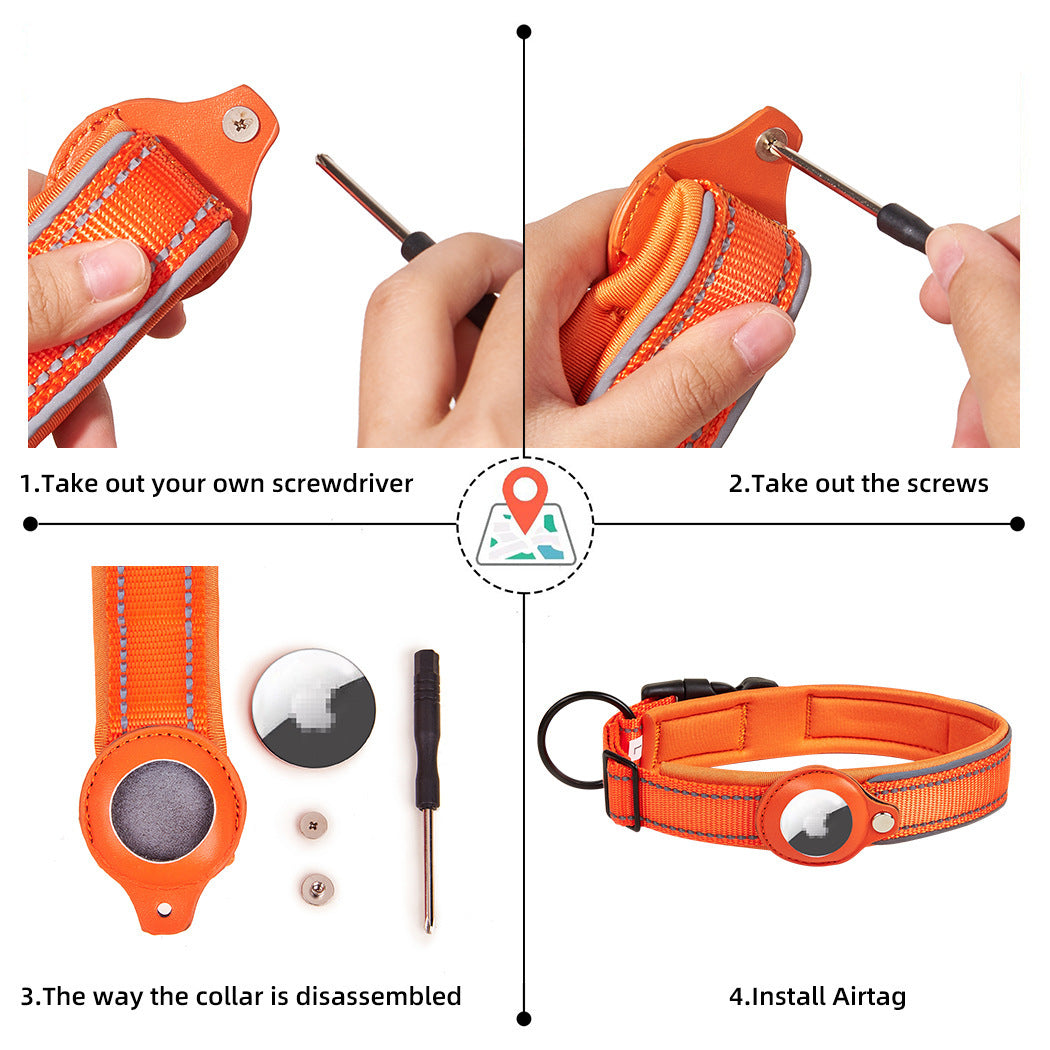 ShopTechPet™ AirTrack Pro Reflective Collar (Built-in AirTag Holder)